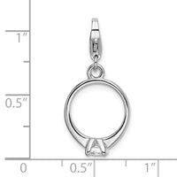 Sterling Silver CZ Polished Ring W/Lobster Claw Clasp Clasp Charm Charms
