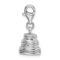 Sterling Silver 3-D Wedding Cake with Lobster Clasp Charm