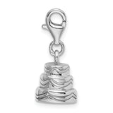 Sterling Silver 3-D Wedding Cake with Lobster Clasp Charm