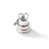 Sterling Silver 3-D Enameled Wedding Cake W/Lobster Claw Clasp Clasp Charm Charms