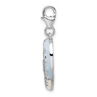 925 Sterling Silver 2-D Blue Enameled Mom Photo with Lobster Clasp Charm