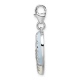 925 Sterling Silver 2-D Blue Enameled Mom Photo with Lobster Clasp Charm