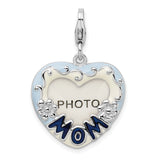 925 Sterling Silver 2-D Blue Enameled Mom Photo with Lobster Clasp Charm