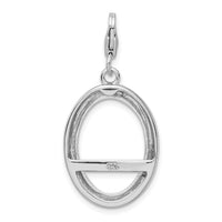 Sterling Silver Oval Photo with Lobster Clasp Charm