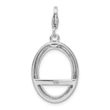 Sterling Silver Oval Photo with Lobster Clasp Charm