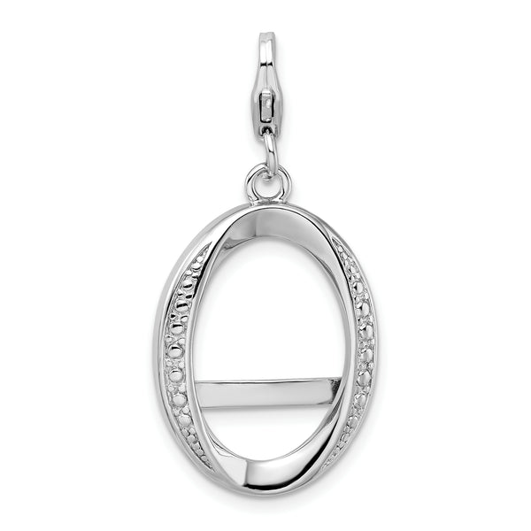 Sterling Silver Oval Photo with Lobster Clasp Charm