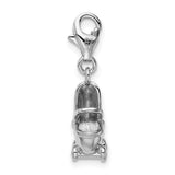 Sterling Silver Baby Carriage W/Lobster Claw Clasp Clasp Charm Charms