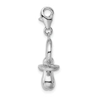 Sterling Silver 3-D Pacifier W/Lobster Claw Clasp Clasp Charm Charms