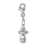 Sterling Silver 3-D Pacifier W/Lobster Claw Clasp Clasp Charm Charms