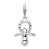 Sterling Silver 3-D Pacifier W/Lobster Claw Clasp Clasp Charm Charms