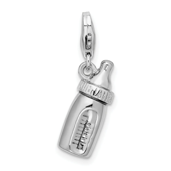 Sterling Silver Baby Bottle W/Lobster Claw Clasp Clasp Charm Charms