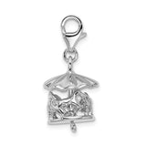 Sterling Silver Moveable Carousel with Lobster Clasp Charm