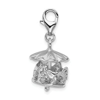 Sterling Silver Moveable Carousel with Lobster Clasp Charm