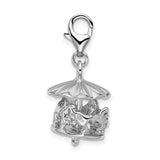 Sterling Silver Moveable Carousel with Lobster Clasp Charm
