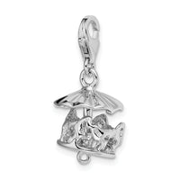 Sterling Silver Moveable Carousel with Lobster Clasp Charm