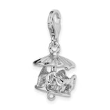 Sterling Silver Moveable Carousel with Lobster Clasp Charm