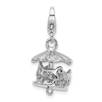 Sterling Silver Moveable Carousel with Lobster Clasp Charm