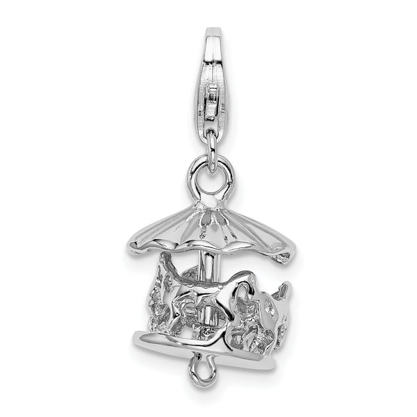Sterling Silver Moveable Carousel with Lobster Clasp Charm
