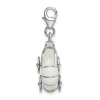 Goldia Sterling Silver 3-d Enameled Baby Carriage W/Lobster Claw Clasp Charm