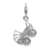 Goldia Sterling Silver 3-d Enameled Baby Carriage W/Lobster Claw Clasp Charm