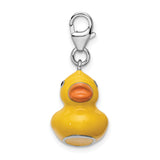 Sterling Silver 3-D Enameled Duck W/Lobster Claw Clasp Clasp Charm Charms