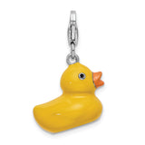 Sterling Silver 3-D Enameled Duck W/Lobster Claw Clasp Clasp Charm Charms