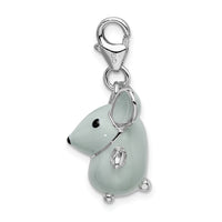 Goldia Sterling Silver 3-d Enameled Grey Mouse W/Lobster Clasp Charm