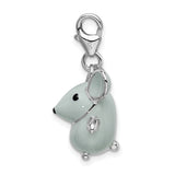 Goldia Sterling Silver 3-d Enameled Grey Mouse W/Lobster Clasp Charm