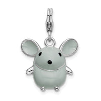 Goldia Sterling Silver 3-d Enameled Grey Mouse W/Lobster Clasp Charm