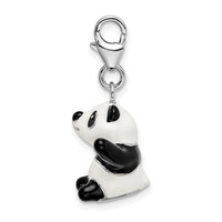 Sterling Silver 3-D Enameled Panda with Lobster Clasp Charm