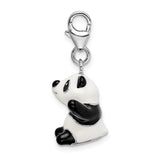 Sterling Silver 3-D Enameled Panda with Lobster Clasp Charm