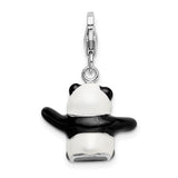 Sterling Silver 3-D Enameled Panda with Lobster Clasp Charm