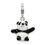 Sterling Silver 3-D Enameled Panda with Lobster Clasp Charm