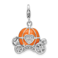 Sterling Silver 3-D Enameled Carriage W/Lobster Claw Clasp Clasp Charm Charms