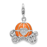 Sterling Silver 3-D Enameled Carriage W/Lobster Claw Clasp Clasp Charm Charms