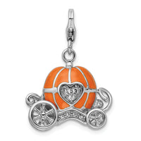 Sterling Silver 3-D Enameled Carriage W/Lobster Claw Clasp Clasp Charm Charms