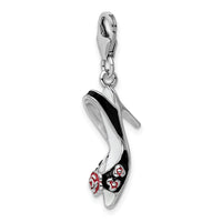 925 Sterling Silver 3-D Enameled High Heel with Lobster Clasp Charm