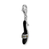 Sterling Silver Amore La Vita Rhod-pl Enameled Marcasite Shoe Charm
