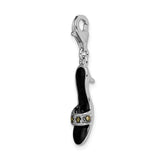 Sterling Silver Amore La Vita Rhod-pl Enameled Marcasite Shoe Charm