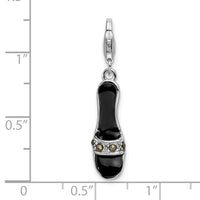 Sterling Silver Amore La Vita Rhod-pl Enameled Marcasite Shoe Charm