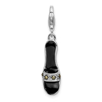 Sterling Silver Amore La Vita Rhod-pl Enameled Marcasite Shoe Charm