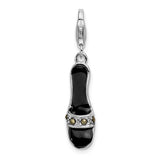 Sterling Silver Amore La Vita Rhod-pl Enameled Marcasite Shoe Charm