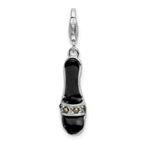 Sterling Silver Amore La Vita Rhod-pl Enameled Marcasite Shoe Charm
