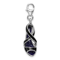 925 Sterling Silver 3-D Enameled Black High Heel with Lobster Clasp Charm