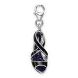 925 Sterling Silver 3-D Enameled Black High Heel with Lobster Clasp Charm