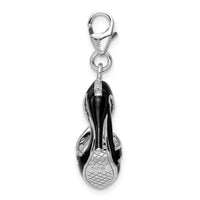 925 Sterling Silver 3-D Enameled Black High Heel with Lobster Clasp Charm