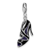 925 Sterling Silver 3-D Enameled Black High Heel with Lobster Clasp Charm
