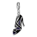 925 Sterling Silver 3-D Enameled Black High Heel with Lobster Clasp Charm