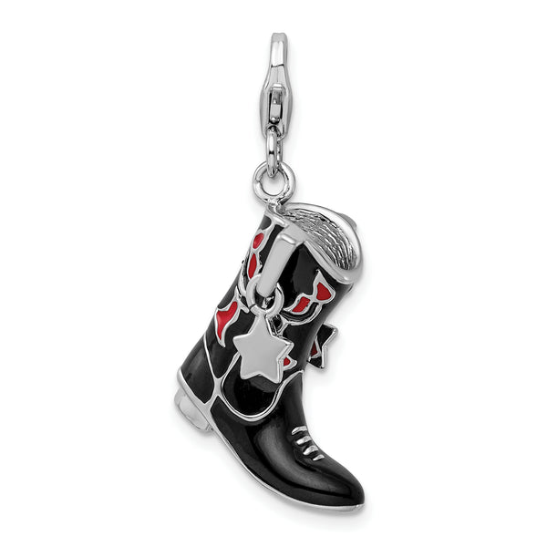 Black and Red Cowboy Boot 3-D Clipable Charm
