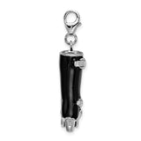Sterling Silver 3-D Enameled Buckled Black Boot W/Lobster Claw Clasp Clasp Charm Charms